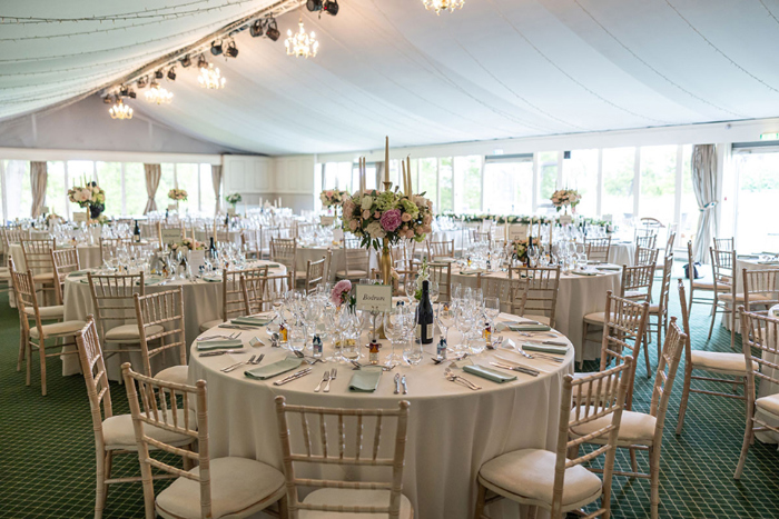 Interiors set up for the wedding breakfast