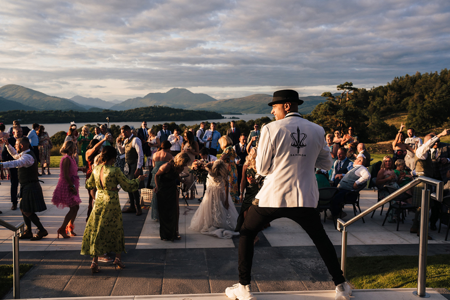 Saxingh plays to guests on the Outdoor Dancefloor