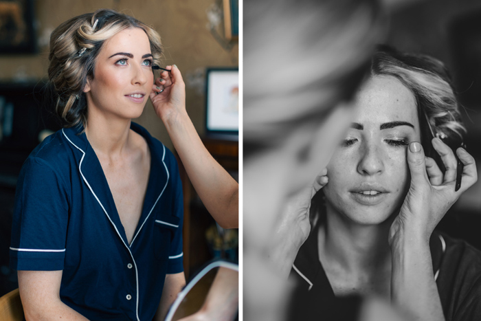 Bride getting her makeup done