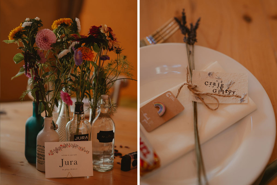 Flowers In Gin Bottles By Cloudberry Flowers