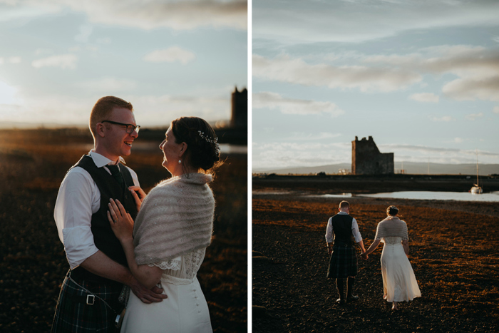 Golden hour couple portraits near water