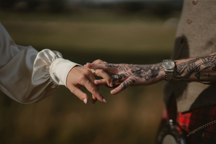 Hands Intertwined Of A Newly Married Couple