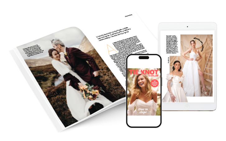 picture of tie the knot magazine and front cover on phone screen