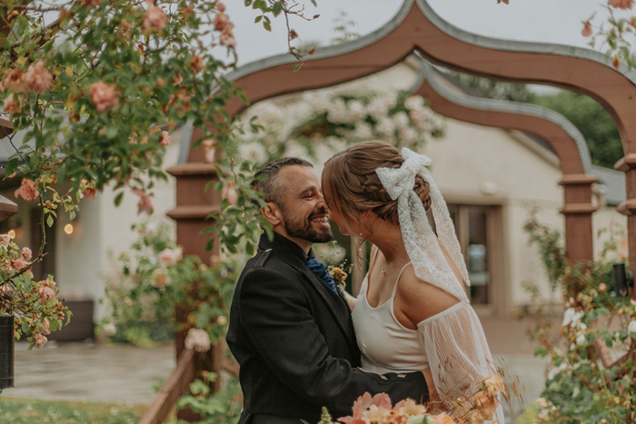 Candid couple portrait of the bride and groom 