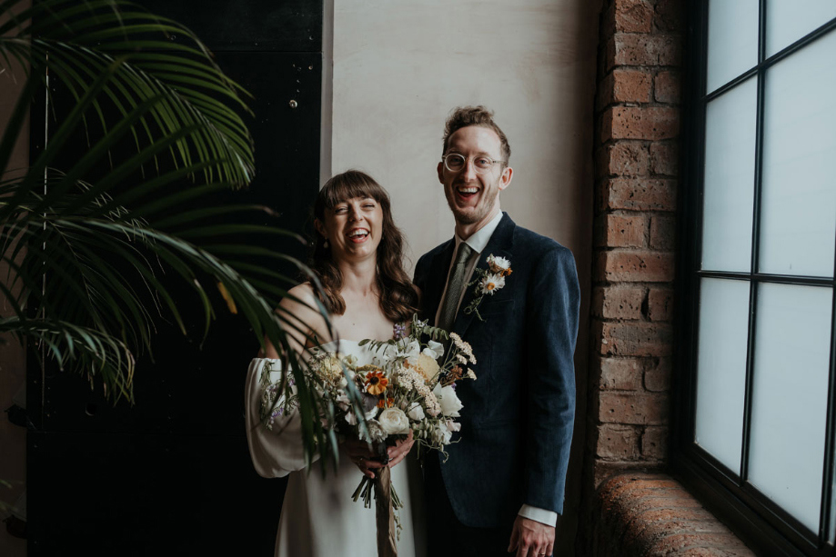 Couple laugh during portraits