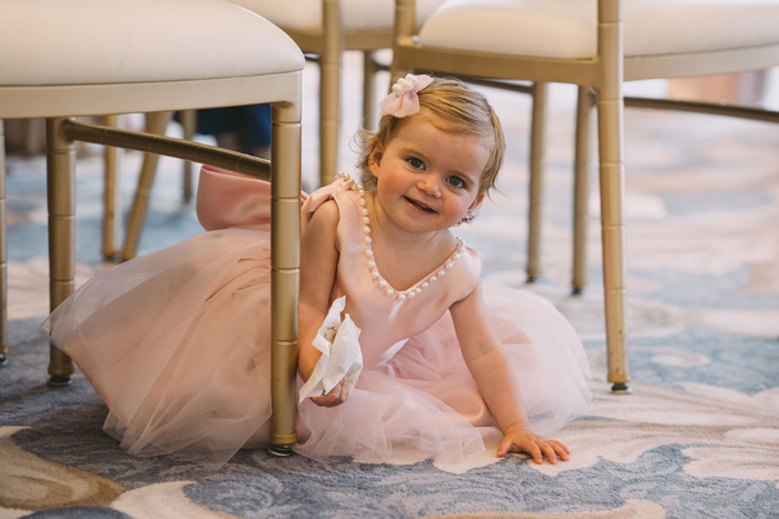 Flower girl hides under the seats