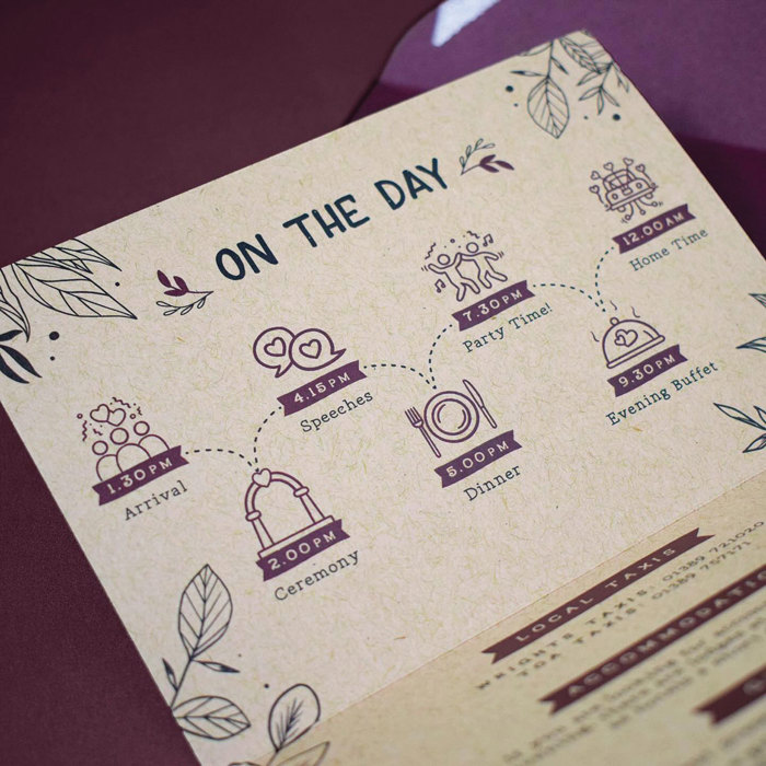 an 'on the day' item of wedding stationery. 