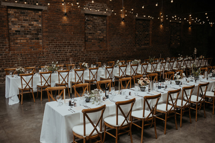 Tables set up for the wedding breakfast