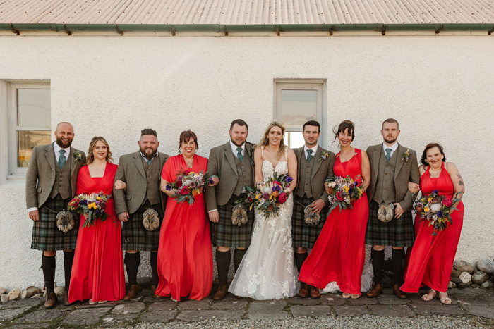 Bride and groom with the whole bridal party