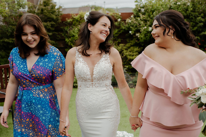 Bride with her two daughters 