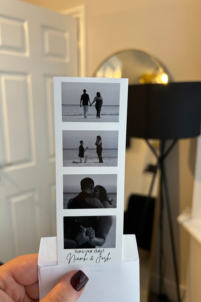 a hand holding a strip of photobooth-style photos