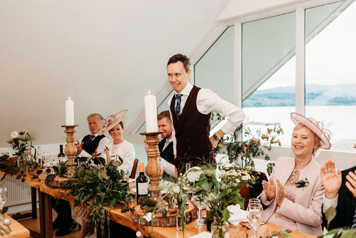 Groom does speech on wedding day at Venachar Lochside