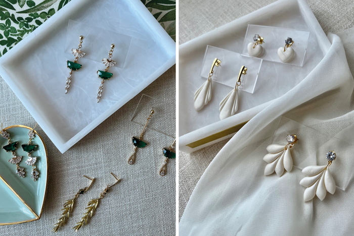 Vintage-inspired earrings by Gemini Clay Studio