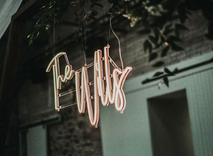 a close up of a neon sign