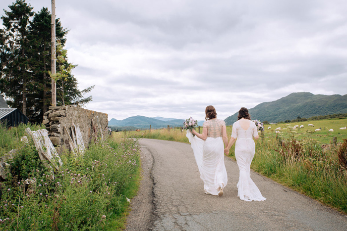 Two Brides Walking In The Countryside In Newtonmore