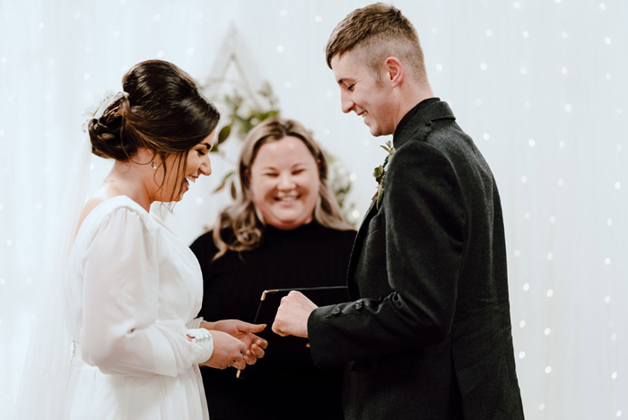 Bride and groom during wedding ceremony