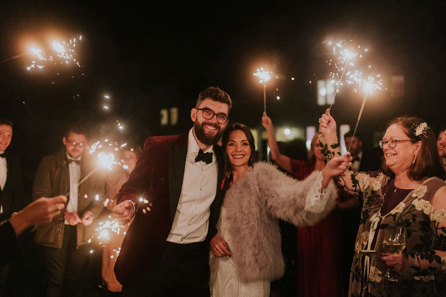 Bride And Groom With Sparklers