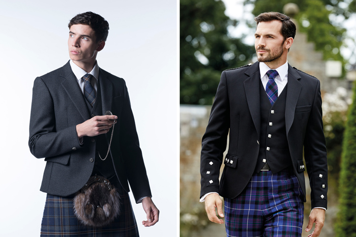 Model wearing MacGregor and MacDuff and McCalls highland wear