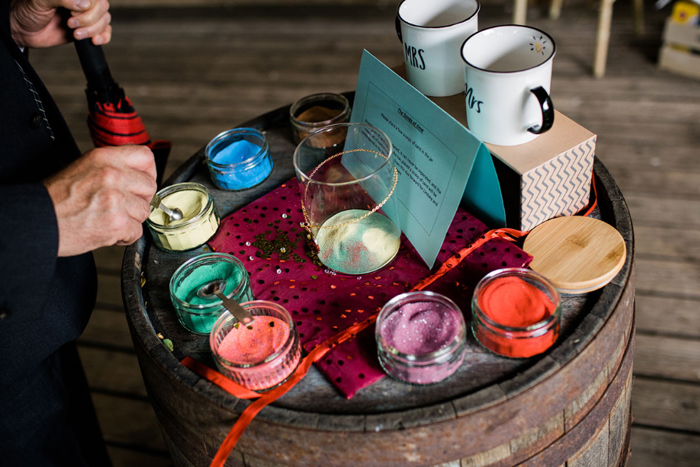 Different coloured sand for the sand ceremony 