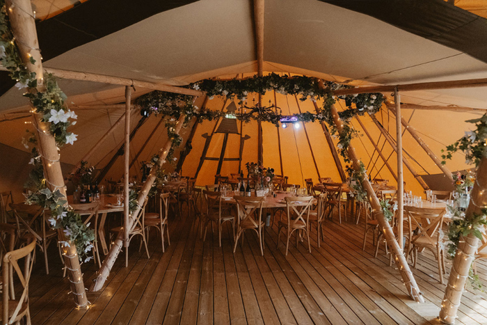 Wedding Tipi Dressed For Dinner At Hartree Estates