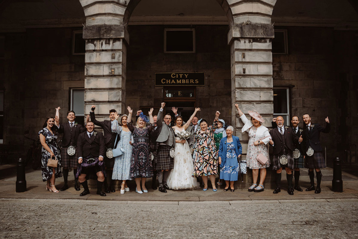 Group shot outside Edinburgh City Chambers