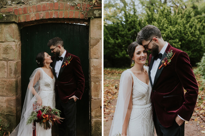 Bride And Groom In Gardens At Netherbyres House