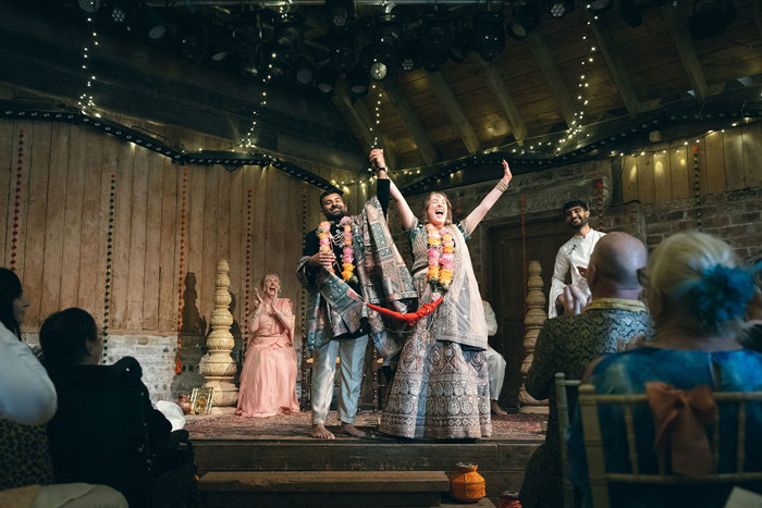 A group of people on a stage at the Byre at Inchyra.