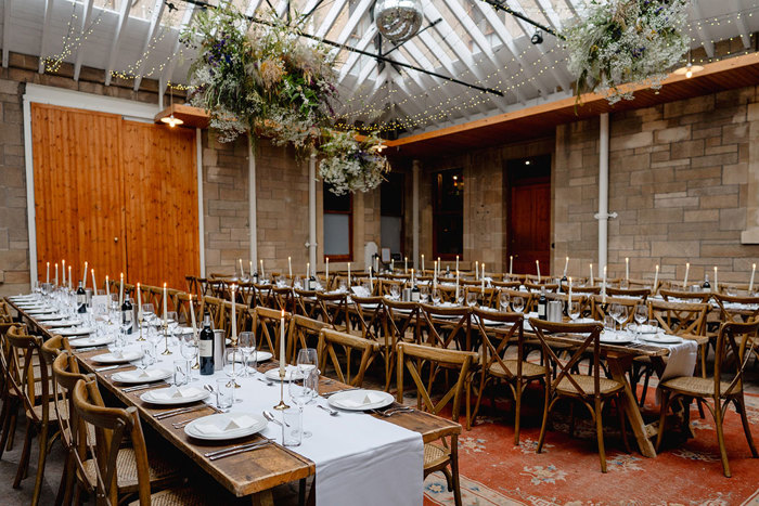 Tables set up for the wedding breakfast