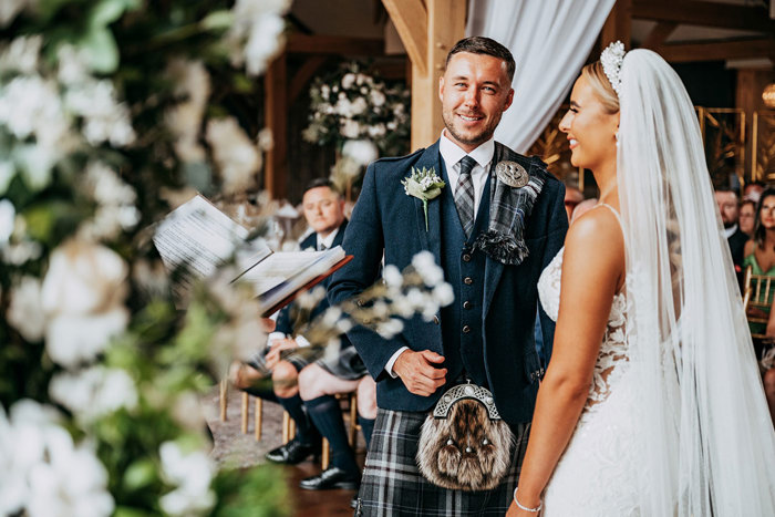 Bride and groom during the wedding ceremony