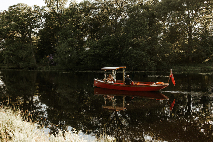 Brides sail on boat