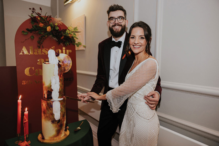 Bride And Groom Cutting Wedding Cake By Celebration Cakes By Rebecca Grace Banks