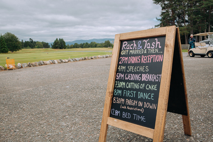 Chalk Board Wedding Reception Running Order