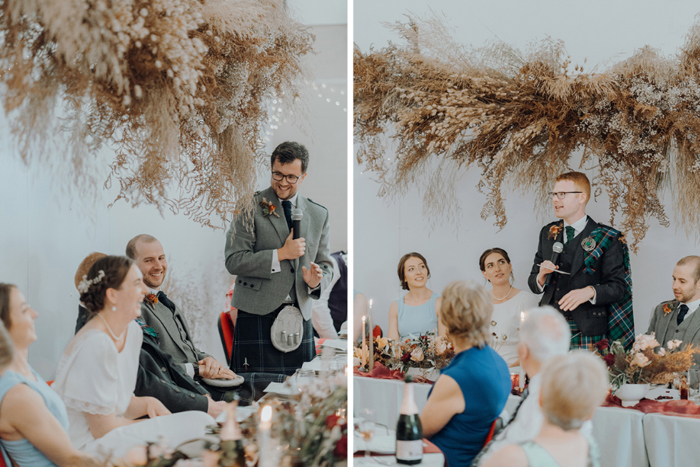 Groomsman and groom delivering their speeches