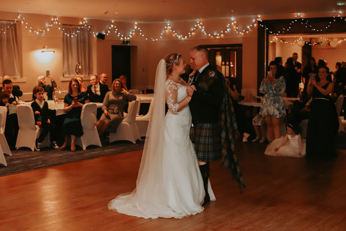 Bride and groom during first dance