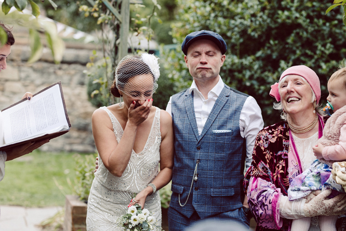 Bride And Groom Reaction during wedding ceremony