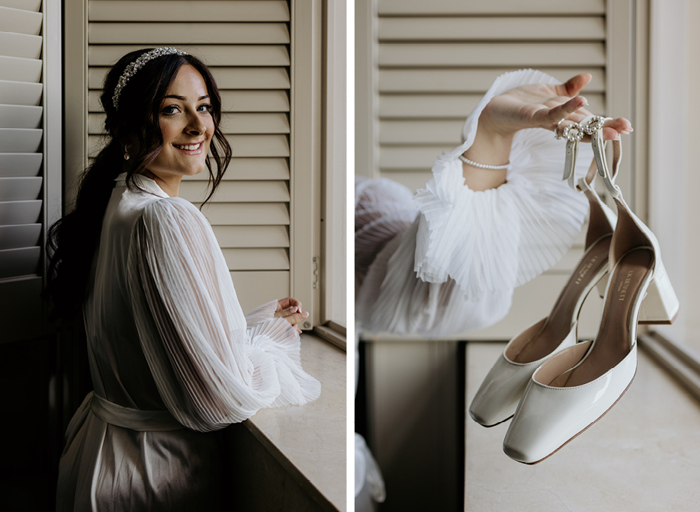 Bride showing off her heels