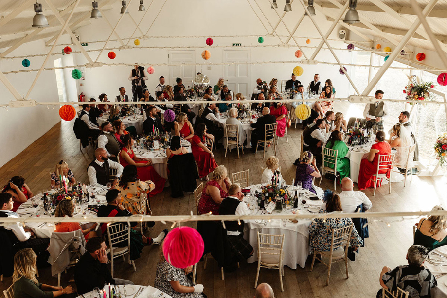 View looking down over guests seated at their tables