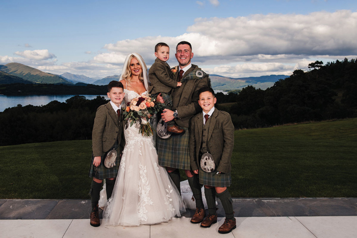 Family portrait with scenic backdrop