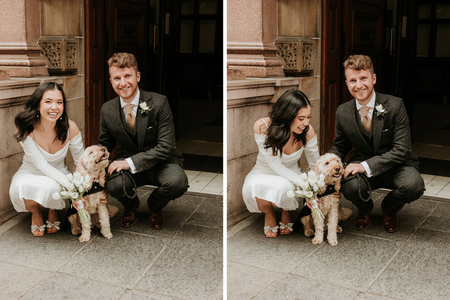 Bride And Groom With Dog