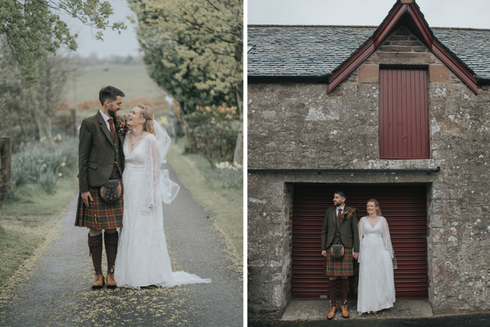 Couple portraits showing bride and groom smiling at each other