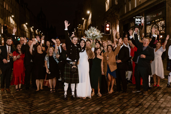 Guests pose for a group picture 