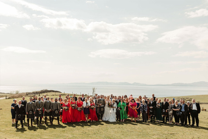 Aerial group shot of guests at Crear