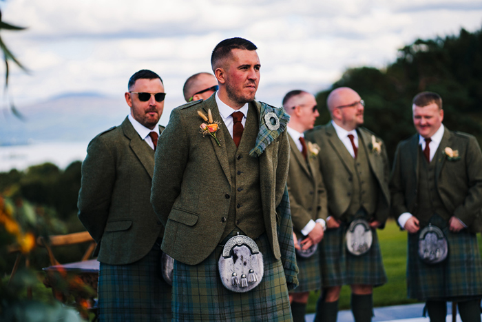 Groom waits for bride before ceremony