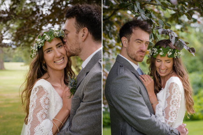 A Groom Kissing Bride On Cheek And Pouting At Raemoir House