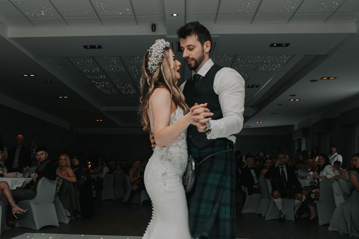 Bride and groom during their first dance