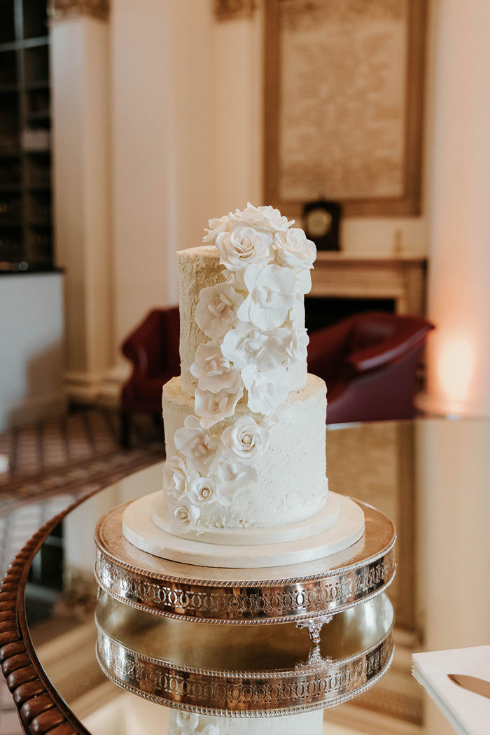 white wedding cake with 3d flowers signet library