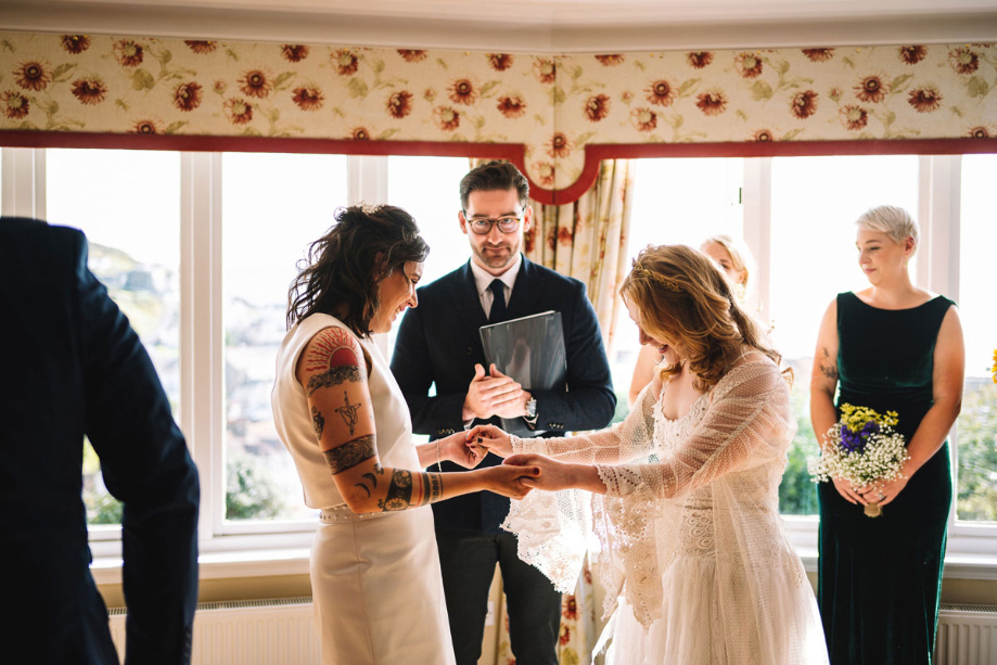 Wedding Ceremony Of Two Brides At Fern Hill Hotel Portpatrick