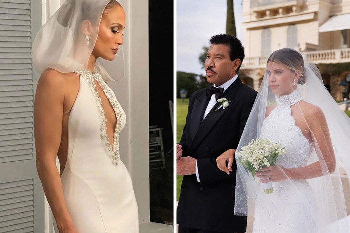 Image of Jennifer Lopez and Sofia Richie on their wedding days