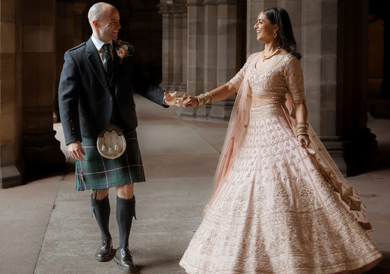 Bride And Groom Dancing In The Cloisters At Glasgow University