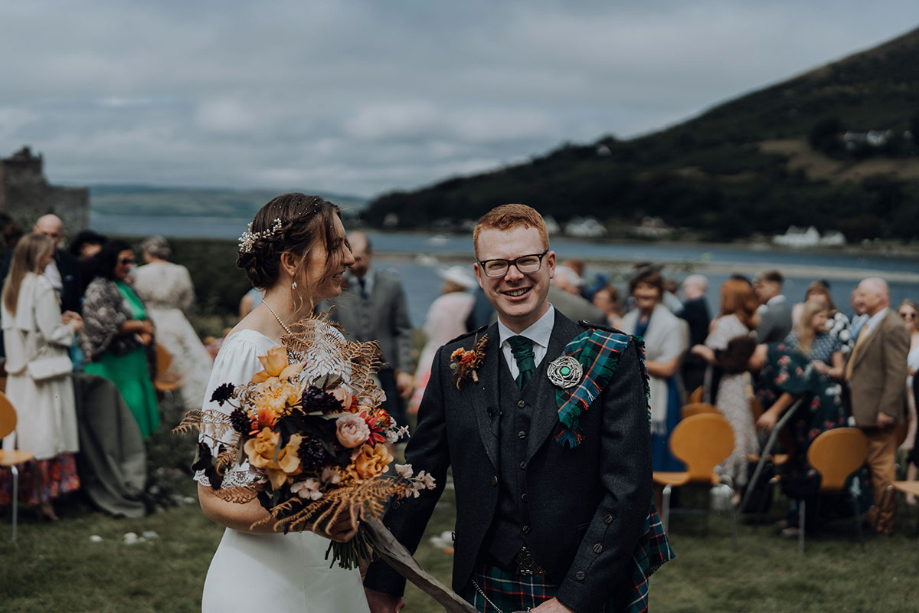 Bride and groom after their ceremony